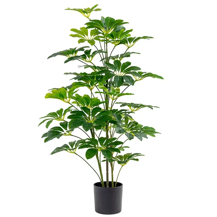 Indoor Simulation Bonsai 324 Lvs 90cm Real Touch Schefflera Tree 324 Lvs Artificial Plants Tree Plastic Plants