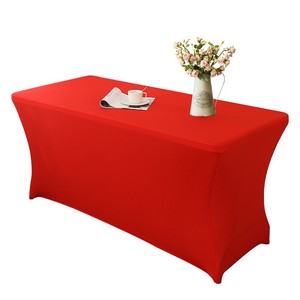 Housses de table élastiques rectangulaires en polyester épais de couleur unie pour décorations de mariage, hôtels, restaurants et banquets - Product Image 5