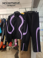 Survêtement Manches Longues Zipper Veste Manteau Sport Survêtement Shorts Pantalon Ensemble Gym Jogger Logo Personnalisé Deux Pièces Patchwork Nylon