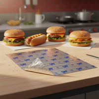 Papier nid d'abeille imprimé gaufré composite de qualité alimentaire, enduit de cire, laminé avec du papier d'aluminium pour hamburgers, sandwichs et hot-dogs de restauration rapide