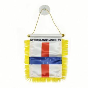 Custom Logo Hanging Netherlands Antilles Pennant <b>Flag</b> Digital Printed for Car Rearview Mirror and Home Decoration - Product Image 1
