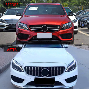 Grille de remplacement noire ABS à rayures verticales argentées pour Mercedes-Benz Classe C W205 2015-2018 - Product Image 2