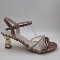Großhandel Damen High Heel Sandalen mit Strass, Riemchen und Knöchelriemen, Blockabsatz-Schuhe für Hochzeit und Party