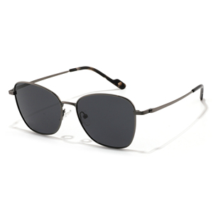 Lunettes de soleil Cat Eye à monture complète, monture argentée, verres gris, unisexe, adulte, protection solaire UV400 - Product Image 4