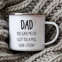 Mug en émail blanc au design moderne, 350 ml, avec bord coloré, impression par transfert thermique, sublimation à chaud sécurisée, sans BPA, compatible lave-vaisselle