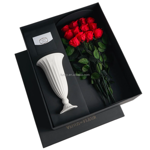Cadeau de la Saint-Valentin <span class=keywords><strong>VASE</strong></span> EN PORCELAINE Éternel à jamais 12 Roses éternelles à longue tige Fleur préservée - Product Image 3