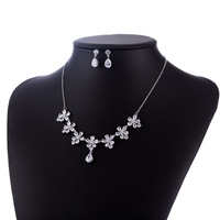 Ensemble de colliers de boucles d'oreilles en cuivre de style vintage pour femmes Accessoires de mariée classiques avec zircon cubique pour les fêtes et les mariages