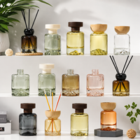 Bouteilles de diffuseur en verre de luxe vides 120 ml, capacité personnalisable, bouchon en bois coloré, sérigraphie, ensemble complet