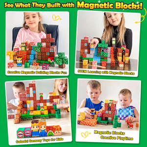 100 blocs magnétiques pour construire un monde magnétique, jeu d'aventure, jouets de construction STEM pour enfants de 3 ans et plus - Product Image 2