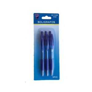 MNJ Ballpoint Pens Blue 3Pcs Pack Ref 04568 - Product Image 1