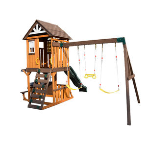 Ensemble de balançoire en bois pour enfants Park Creative, avec échelle, corde d'escalade, aire de jeux de jardin en bois, balançoire pour enfant - Product Image 1
