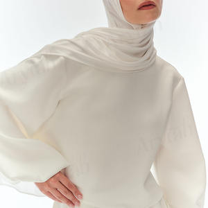 Conjunto de <span class=keywords><strong>falda</strong></span> musulmana personalizable de alta calidad para mujer, conjunto de 2 piezas de <span class=keywords><strong>falda</strong></span> y Top modesto para mujer islámica de longitud completa de Color sólido - Product Image 3