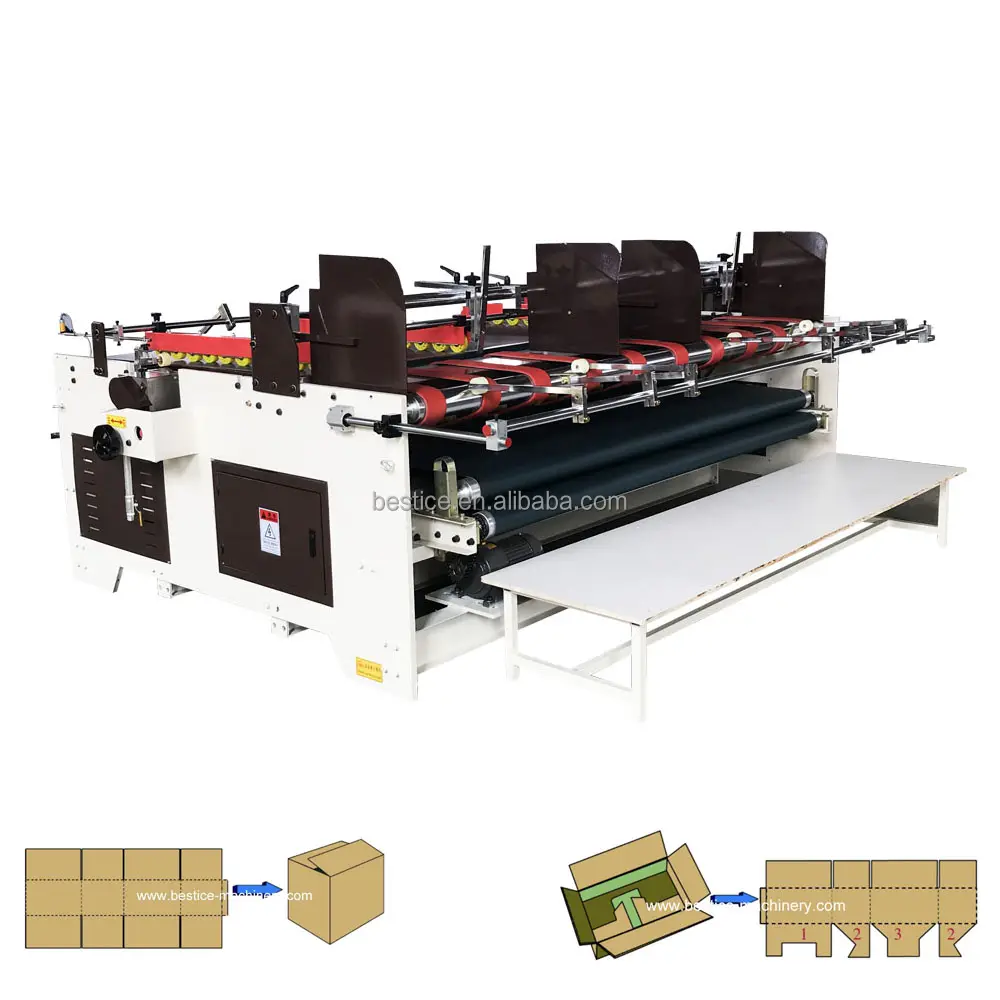 Assurance qualité BYZ-2000 machines de collage de boîtes en carton ondulé pliantes semi-automatiques avec compteur et régulateur de vitesse
