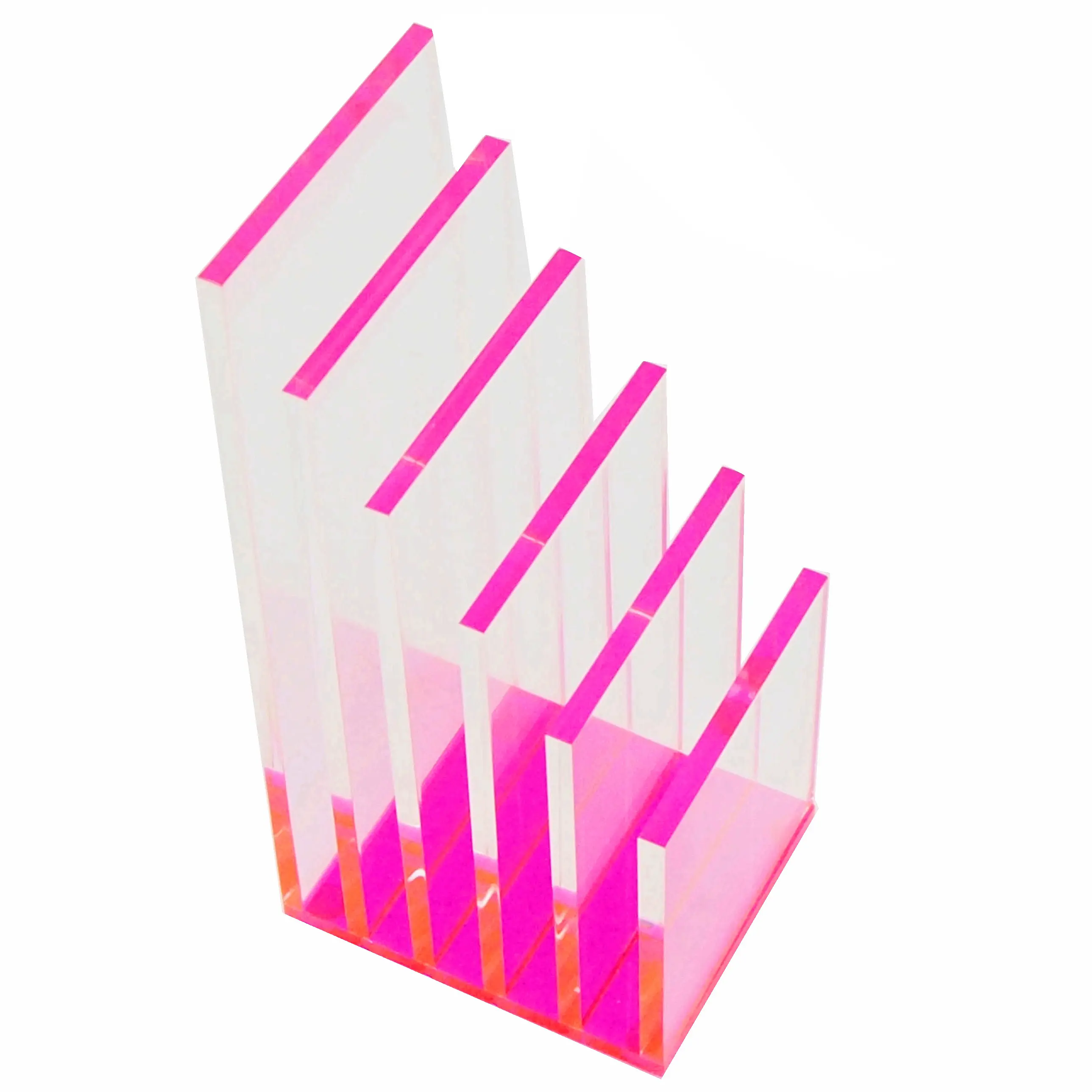 नीयन गुलाबी एक्रिलिक फ़ाइल धारक 5 वर्गों आयोजक सॉर्टर धारक लिफाफे के लिए, मेल, इलेक्ट्रॉनिक्स