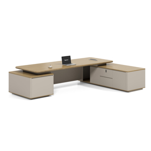 Conjunto de Muebles de Oficina Ejecutivos de Madera Maciza en Forma de L, Clásico y Duradero, con Almacenamiento, Escritorio Convertible Moderno - Product Image 2