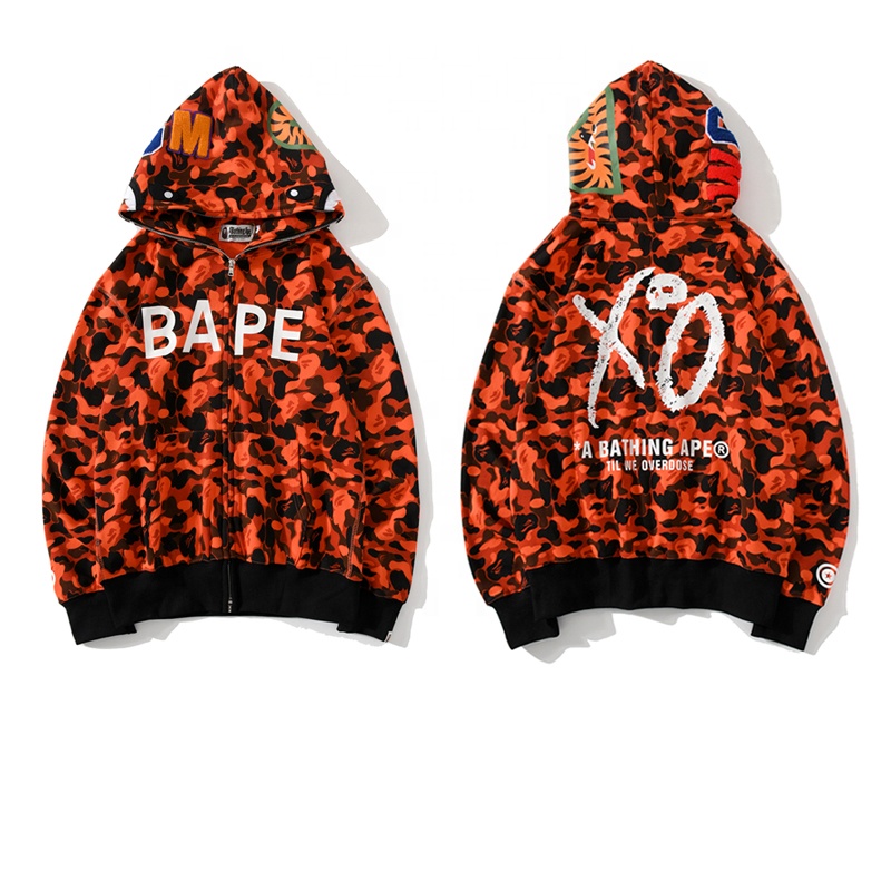 BAPE X XO Camo Shark Full Zip Hoodie Orange | lupon.gov.ph