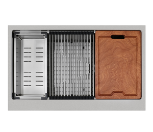 Delantal de un solo tazón de plata Nano de 33 pulgadas, fregadero de cocina moderno frontal, válvula de acero inoxidable, Material de cobre, un orificio - Product Image 1