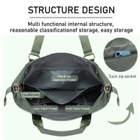 Sac de voyage extensible imperméable grande capacité avec logo personnalisé, séparation sec/humide, pour gym, yoga, week-end, nuit, et pochette bandoulière