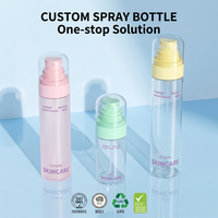 Flacon pulvérisateur PET dépoli transparent 50ml 100ml 120ml avec logo personnalisé, pulvérisateur PP à brume fine et couvercle AS pour emballage de toner de soin de la peau