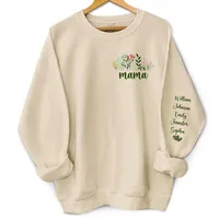 Sweat-shirt personnalisé à motif floral unisexe, pull à col rond, impression de nom personnalisée, confortable, manches longues, cadeau pour maman, grand-mère, anniversaire