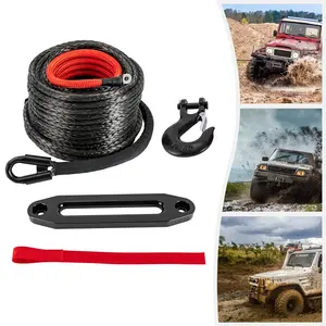 Custom 29800lb Winch Plasma Rope 12 Strand Uhmwpe Synthetic Winch Rope With 2 Head Rope Hook