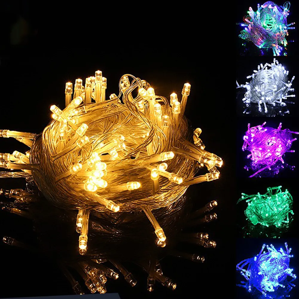 Tira de luces LED para decoración de boda, guirnalda de luces de Navidad para exteriores, centelleantes, árbol de Navidad al aire libre, 10M, 100 LED, gran oferta