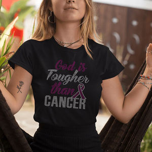 Transferencia de calor de diamantes de imitación de Dios es más resistente que el cáncer para camiseta - Product Image 5