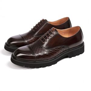 Genuine Leather Oxford Shoes Casual Wedding Formal <b>Dress</b> Shoes With Pointed Toe Lace up for All Seasons Including Summer Winter - Product Image 1