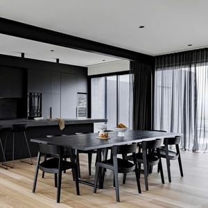 Table à manger moderne SINTERIOR ONYX 180 cm, placage de chêne, structure en bois de caoutchouc, 10 places, mobilier d'hôtel écologique - Product Image 2