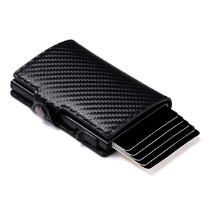 Wholesale Dropshipping Custom Personalized Logo Minimalist Carbon Fiber Pop up Smart <b>Wallet</b> Portafogli RFID Card <b>Holder</b> - Product Image 1