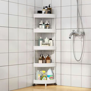 Estante de Esquina Minimalista de Plástico para Baño, Estante Circular Independiente para Almacenamiento en Baño y Vestidor, Diseño Duradero - Product Image 1