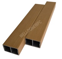 Persiennes de solives en aluminium Wpc Co-extrusion Tube creux carré en bois Cloison murale Wpc Profilé composite en aluminium Poutres tubulaires