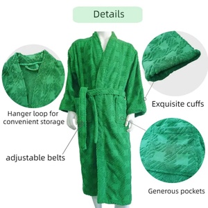 Bata de Baño Corta de Primera Calidad para <span class=keywords><strong>Mujer</strong></span>, Bata de Baño de Algodón Jacquard con Patrón Tejido Personalizado para Playa o <span class=keywords><strong>Piscina</strong></span> - Product Image 3
