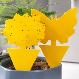 Trampa Adhesiva para Insectos de Material PC Sólido e Impermeable, para Plantas de Interior, Adhesivo en Forma de Mariposa Amarillo/Azul/Negro de Doble Cara para Jardinería - Product Image 4
