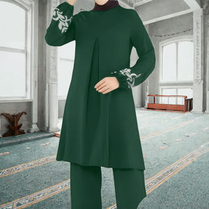 Ensembles d'abayas décontractées modestes du Moyen-Orient, vêtements islamiques en polyester respirant, broderie à la main pour le printemps, l'automne, les abayas noires d'été - Product Image 3