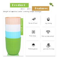 Pots de fleurs en plastique rayés avec drainage et soucoupe, pots décoratifs nordiques pour plantes d'intérieur