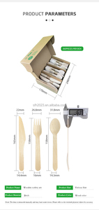 Nhà máy tùy chỉnh 100% compostable thiết lập dao kéo 300 miếng đồ dùng bằng gỗ sinh thái thân thiện dùng một lần thiết lập dao kéo Đảng đồ dùng - Product Image 2