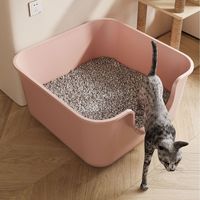 Offre Spéciale OEM grand espace en plastique grand pliable anti-éclaboussures plateaux fermés boîte de toilette pour chat litière pour chat