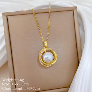 Popular Trendy 18K <strong>Gold</strong> Plated Stainless Steel Pearl <strong>Bird</strong> <strong>Nest</strong> Pendant Necklace Jewelry for Women - Product Image 4