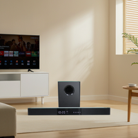 Barre de son multi-canaux en bois OEM ETISTAR à 5 haut-parleurs avec subwoofer et basses profondes pour téléviseur et systèmes home cinéma, télécommande incluse, 120W