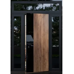 Feine Handwerker-Eingangstür Passen Sie die Außen-Drehtür aus Mason ite Wood Front mit Glas-Seiten lichtern an