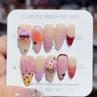 Nail Art court sculpté Niche imprimé léopard pur fait à la main porter des ongles doux Style européen et américain Nail Art