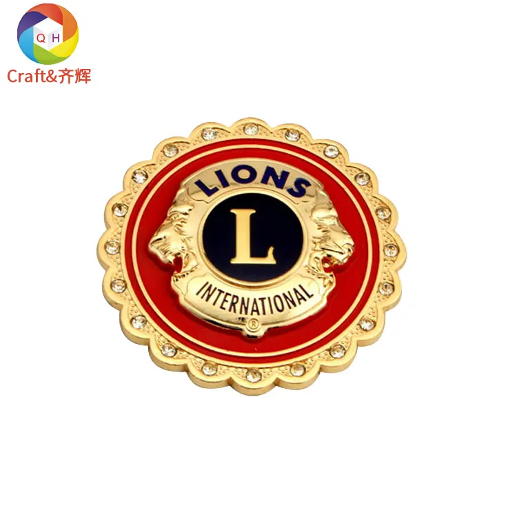 Yüksek kaliteli uluslararası lions kulübü araba rozeti 3d metal kabartmalı tpu rozetleri metal rozeti baskı için özel