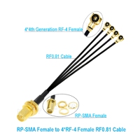 Câble adaptateur RF 4 SMA vers 4 U.FL RF1.13/RF0.81 50 OHM DC-6GHz Extension d'antenne WIFI Jumper