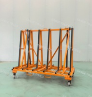 SANDE Étagère de présentation en acier en forme de A personnalisée avec chariot de transport à quatre roues pour dalles de granit, marbre et pierre