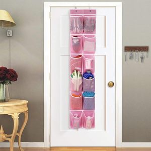 Over The Door 12 Pocket Hanging <b>Shoe</b> Organizer Pink Hook Type <b>Storage</b> For <b>Shoes</b> And Clothes - Product Image 5