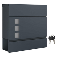 Boîte aux lettres murale extérieure en acier moderne AJF, verrouillable à clé, design américain, pour appartement et usage résidentiel, noire, facile à installer
