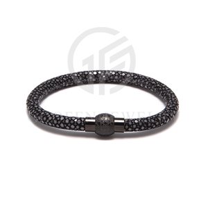 Natural Stone Beads Real <strong>Python</strong> Skin Bracelet Wholesale Stainless Steel Decorative Bracelet - Product Image 4