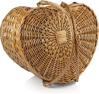 Panier de pique-nique en saule en forme de cœur, amour, Saint-Valentin # Ensemble de panier de pique-nique en osier d'art populaire pour la fête des mères, table à vin, décoration de vacances et cadeau