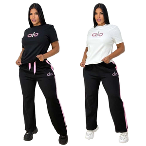Y71637 Ensemble Sport Décontracté Femme Américaine et Européenne, Nouvelle Collection Été, Pantalon Ample à Jambes Larges, Deux Pièces - Product Image 1